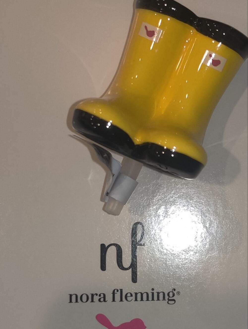 Nora Fleming Jumpin Puddles Boots Yellow St Jude’s Mini. New